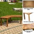 thumbnail image 2 of Acacia Wood Curved Fire Pit Bench, 5-Foot Indoor/Outdoor Wooden Porch, Patio, & Park Seating by Patio Wise, 2 of 8