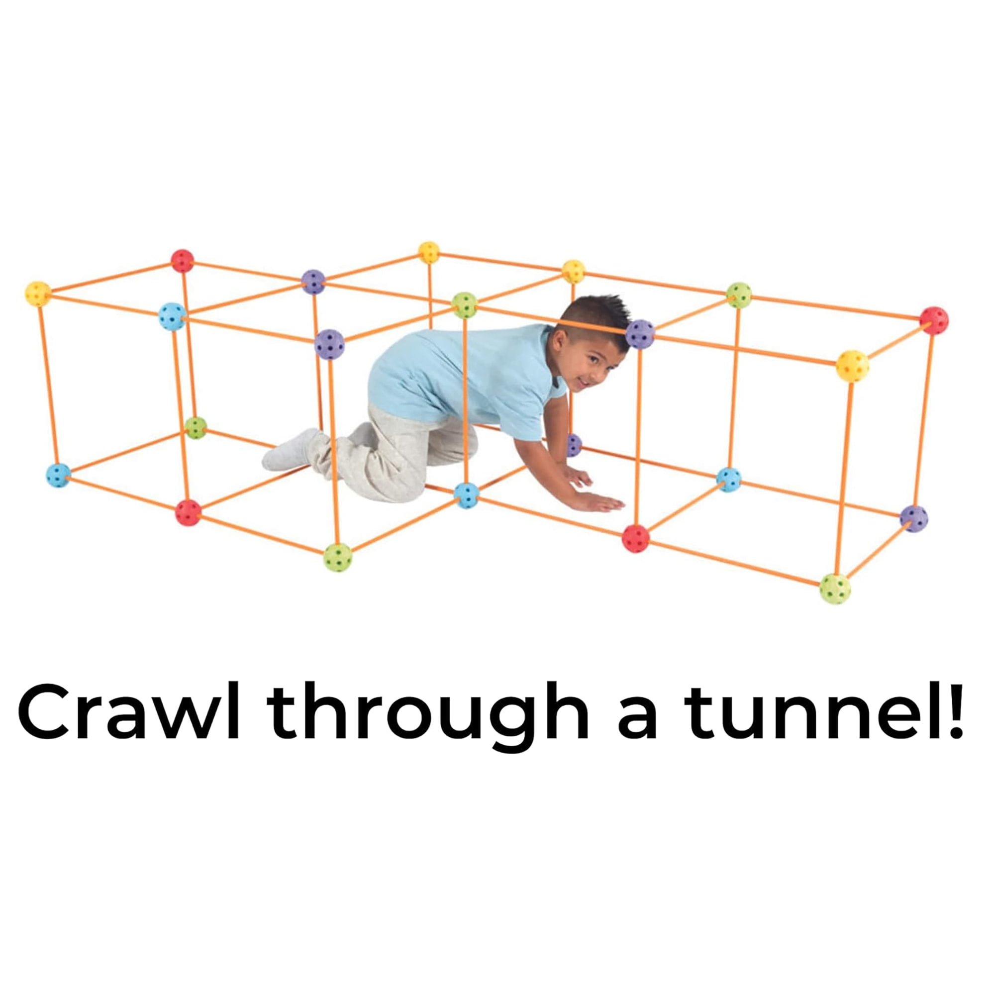 Everest Toys: Crazy Forts! Multi Color - 69pc Rod & Ball Fort Building Playset, STEM Toy, Indoor & Outdoor, Create Your Own Structures, Kids Ages 5+