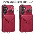 thumbnail image 3 of Allytech Galaxy A34 5G Case Wallet with Cards Holder & Detachable Shoulder Strap, Ring Holder Kickstand Vintage PU Leather Shockproof Wallet Case Cover for Samsung Galaxy A34 5G - Red, 3 of 14