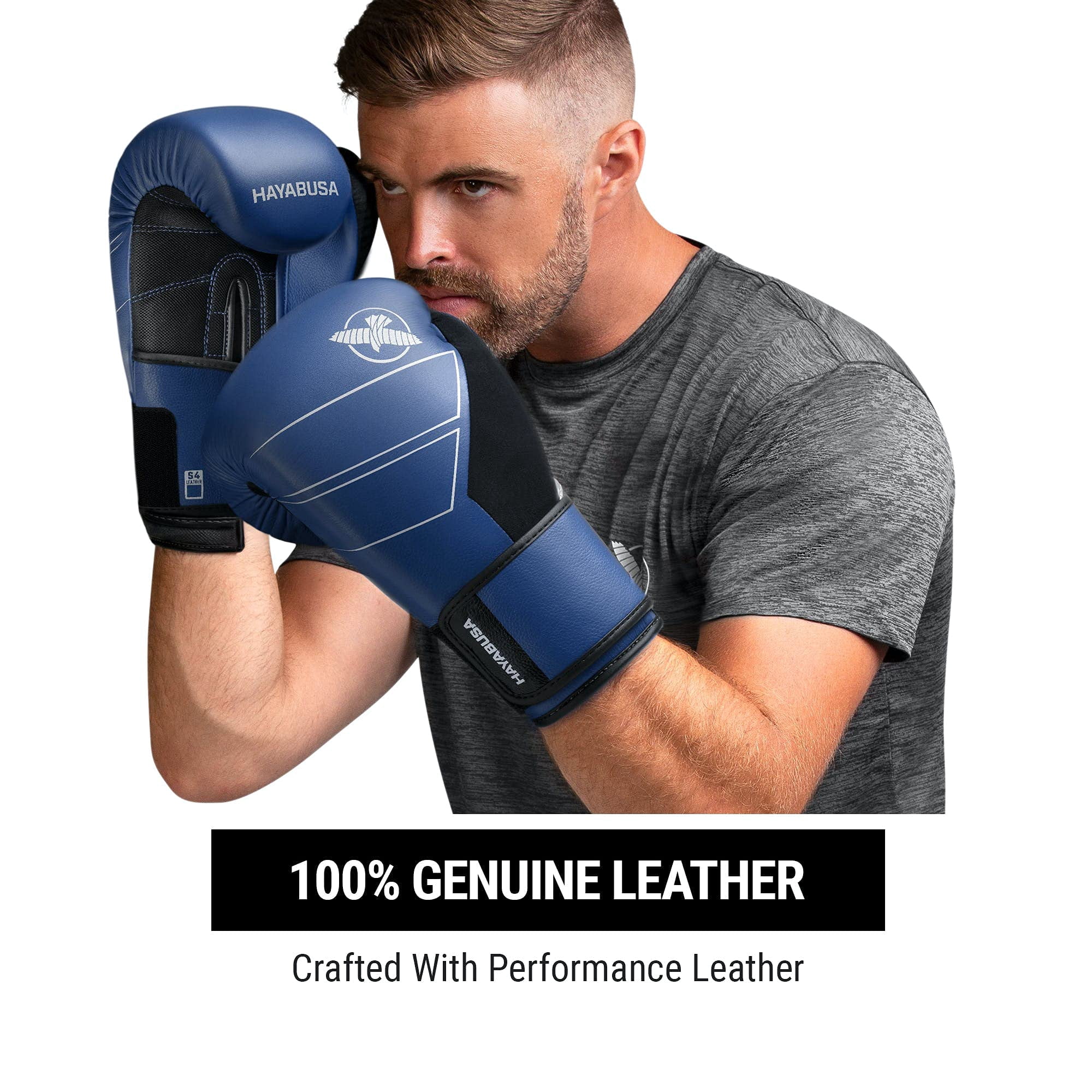 Hayabusa S4 Leather Boxing Gloves for Women & Men - Blue, 12oz