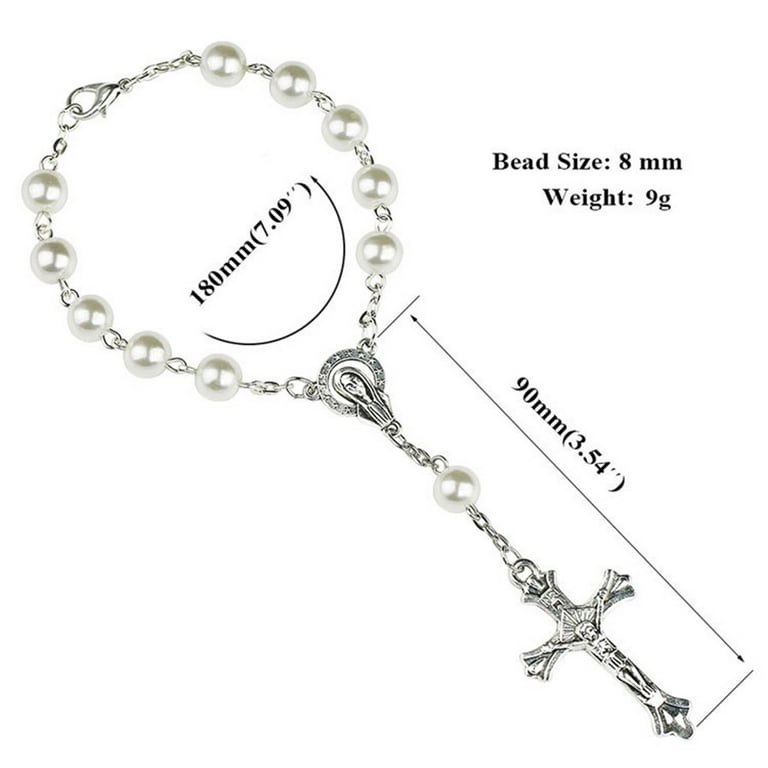 OOKWE Vintage Rosary Catholic Prayer Beads Necklace Christ Jesus Cross  Pendant Necklace Beaded Religious Jewelry Gift