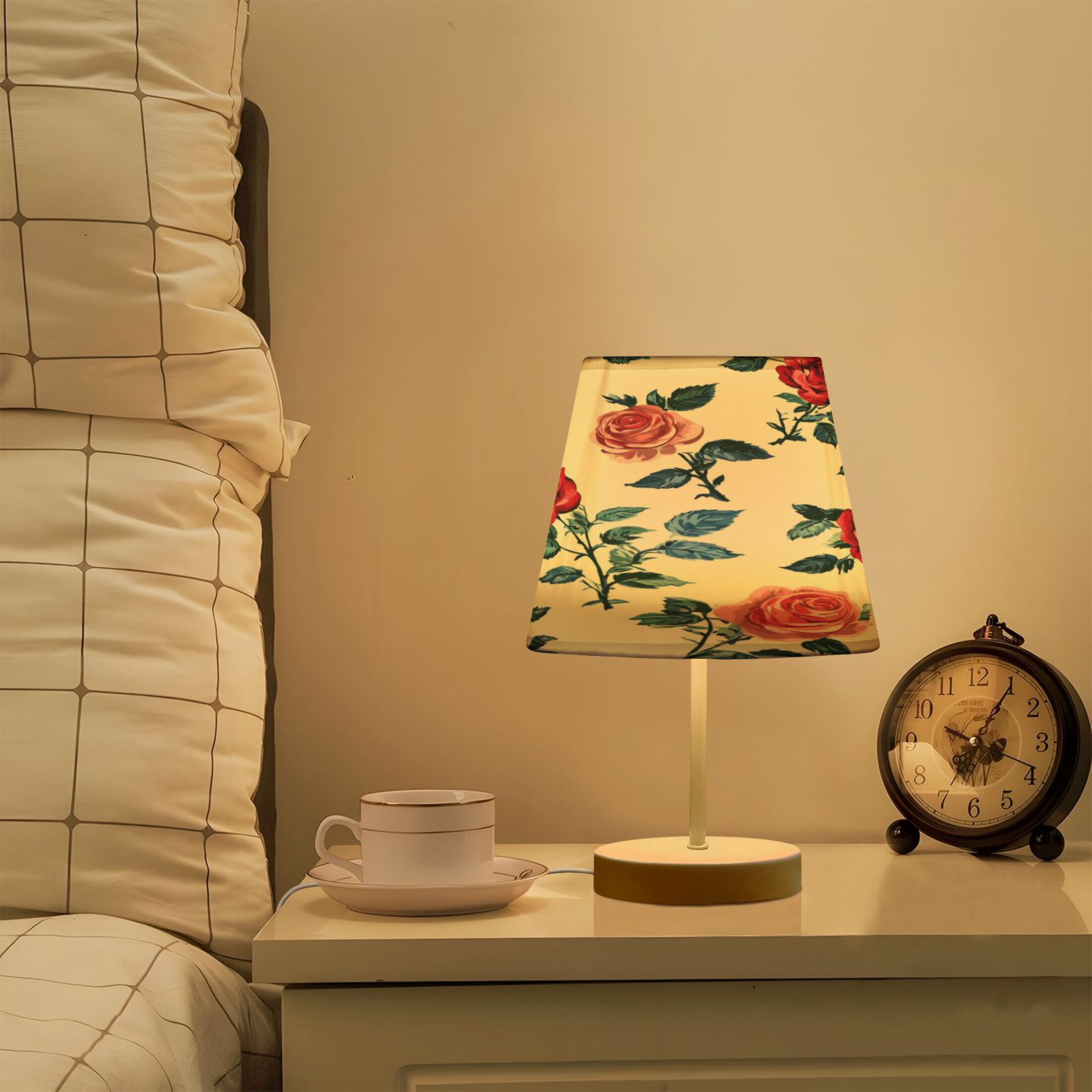 Table Lamp Medium 7.9x11.8 Inches Table Lamps Night Light Tools & Home Improvement Bedroom Lamp Guest Room Lamp Study Lamp Office Lamp Oil Painting Rose Pattern