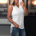 thumbnail image 2 of Blusa estampada a rayas de verano para mujer, camisetas informales con cuello en V sin mangas, camisetas sin mangas Pompotops lopia999967, 2 of 8