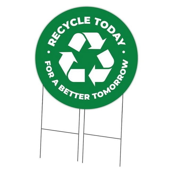 SignMission C-36-CIR-DS-WS- Recycle 36 in. Double Sided Corrugated Circular Plastic Sign - Recycle