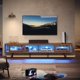 thumbnail image 2 of LLXINGS Mid Century Modern TV Stand for 75 inch TV, LED Entertainment Center with Storage and Sliding Doors, Low Profile TV Consoles for Living Room, Ancona Walnut, 2 of 9