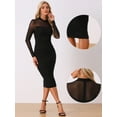 thumbnail image 2 of DARING DIVA Mesh Ruch Elegant Cocktail Bodycon Dress XS Black, 2 of 6