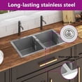 thumbnail image 2 of vidaXL 29.9-inch Kitchen Sink with Strainer, Top-Mount Sink Double Bowl, Silver Stainless Steel, 2 of 8