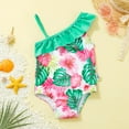 thumbnail image 3 of Jeccie Baby Girls One Piece Swimsuit One Shoulder Ruffle Swimwear Beach Bathing Suit 2-3 Years, 3 of 7