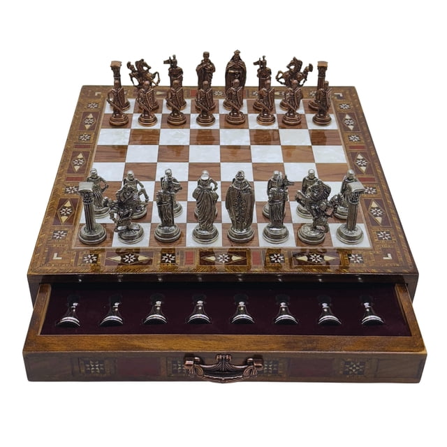 Juego de ajedrez INTERIART de 38 x 38 x 8 cm con piezas de metal del ejército británico