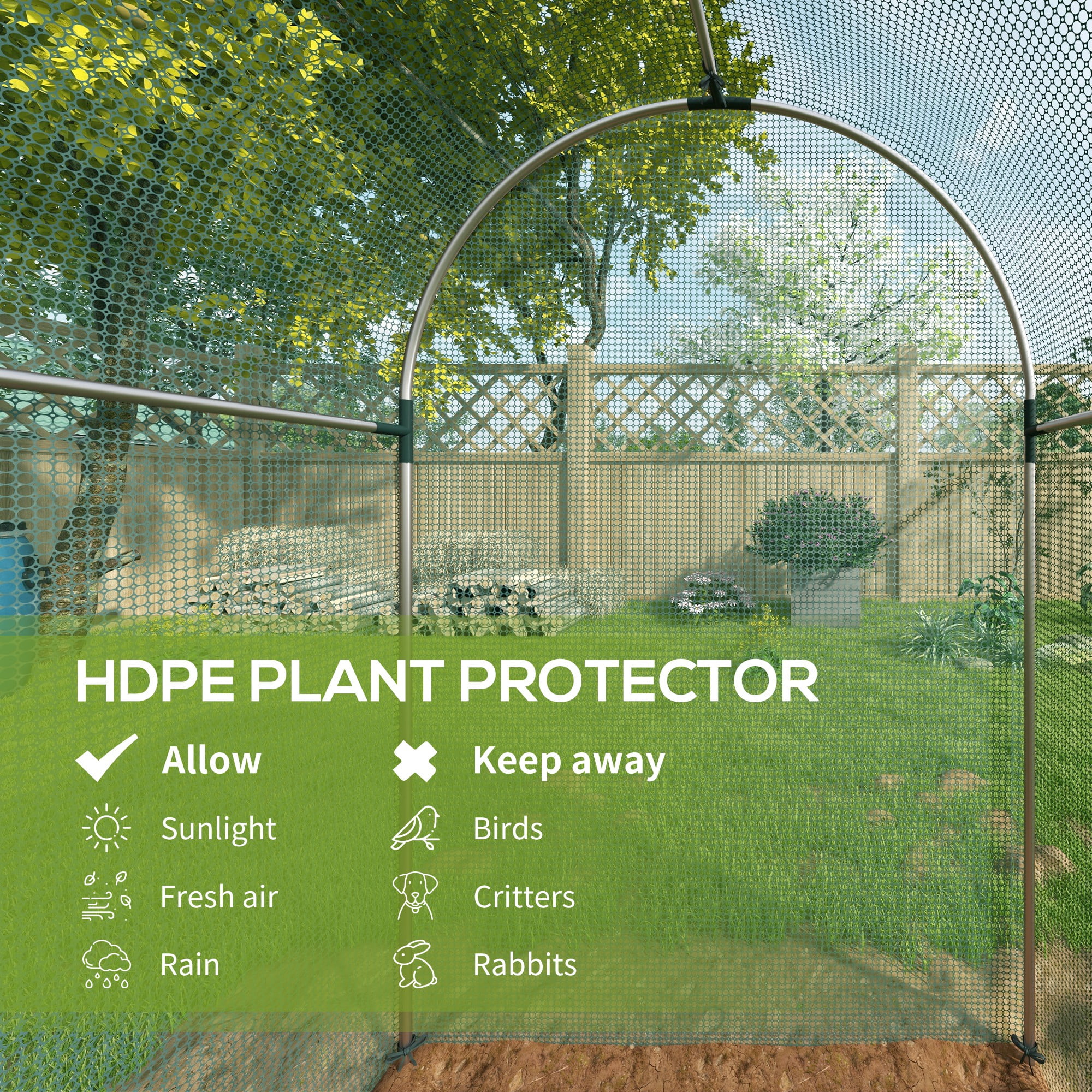 Outsunny 4' x 8' Plant Protection Tent Crop Cage with Zippered Door for Plants, Herbs, Fruits, Green