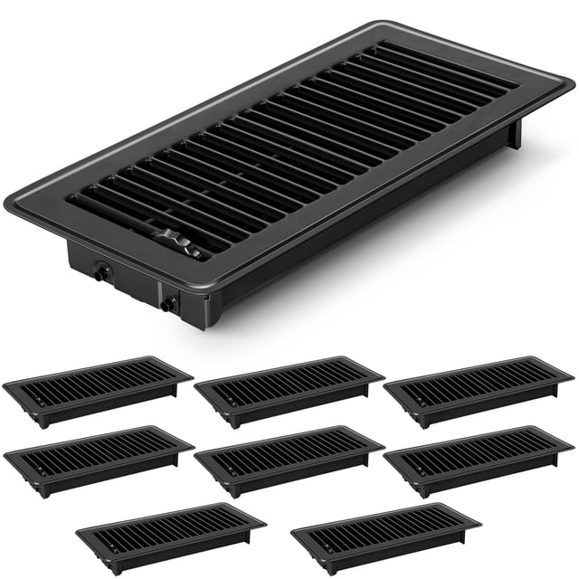 Cubiertas de ventilación de suelo Gmurnai, 4 x 10 pulgadas, metal, 4 unidades, negras