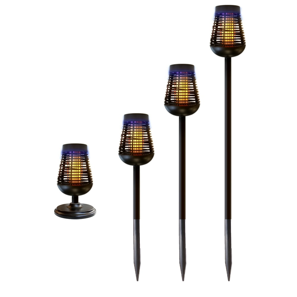 PIC Solar Insect Killer Torch Bug Zapper with LED Flame Effect, Kills