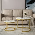 thumbnail image 2 of Canddidliike Modern Nesting Coffee Table Set of 2 for Living Room Balcony Office, Round Wood Accent Side Coffee Tables - Gold, 2 of 9