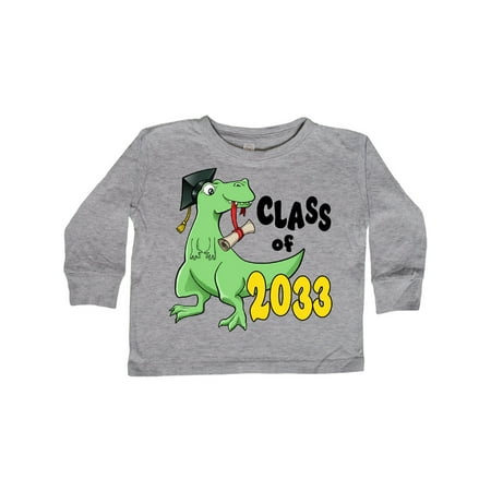

Inktastic Class of 2033 Green Dinosaur With a Cap and Diploma Gift Toddler Boy or Toddler Girl Long Sleeve T-Shirt