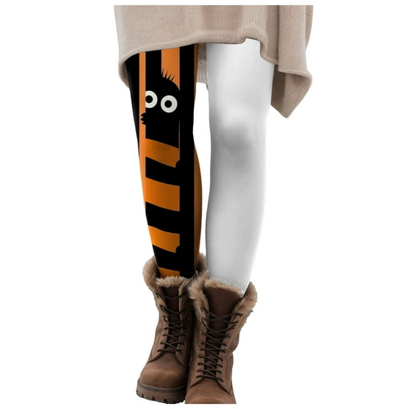 YDFCWXW Leggings for Women High Waist Halloween Printed Party Stretch Pants Streetwear Funny Fall Winter Skinny Pants Light Gray, XL