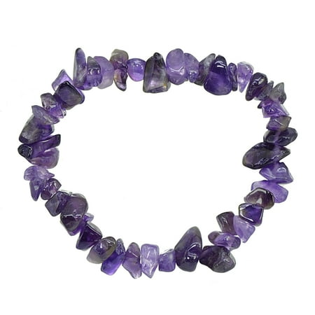 Genuine Amethyst Chip Stone Stretch Bracelet