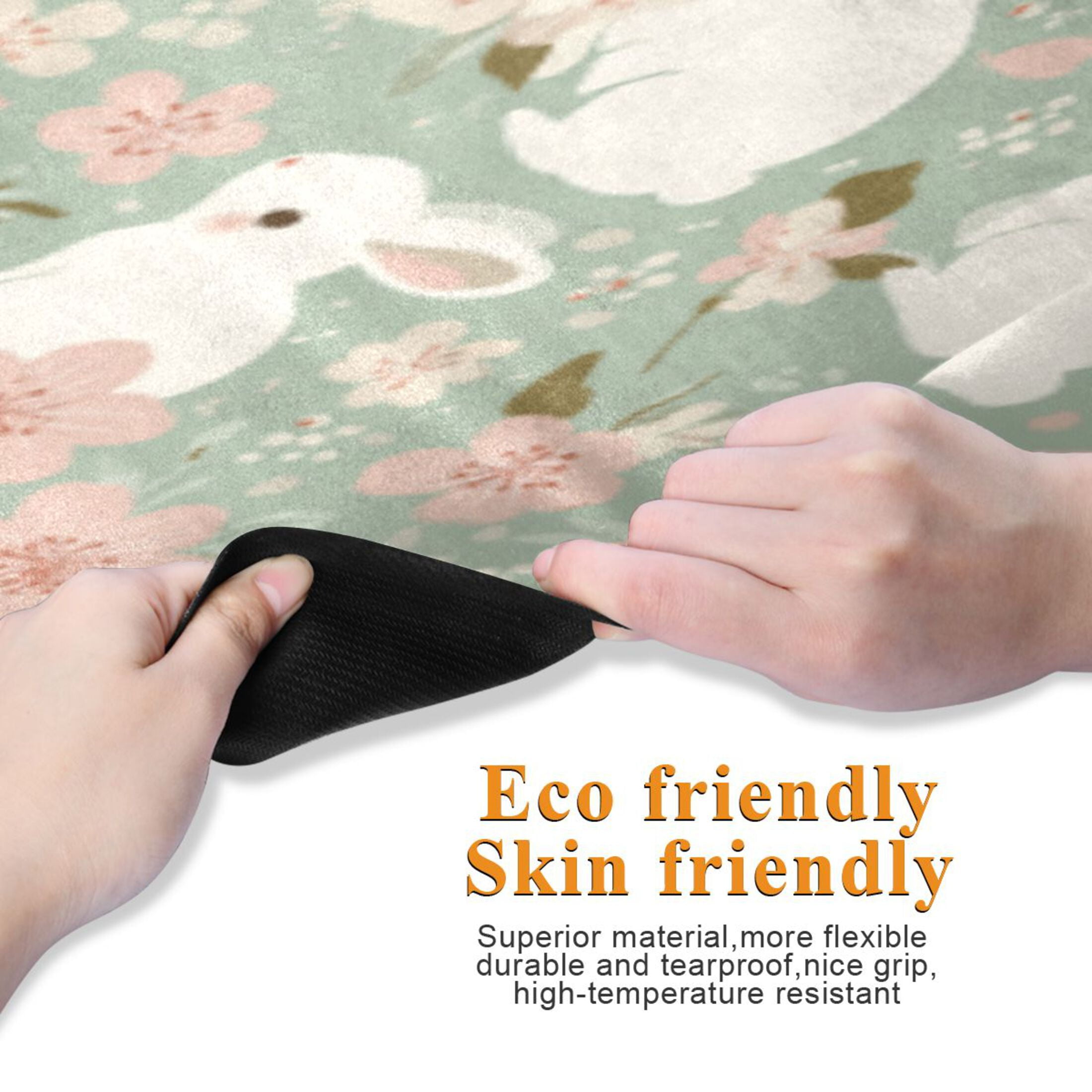 BZSMCE Yoga Mat Women Fitness Mat Blossom Bunny Garden Pattern
