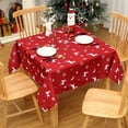 thumbnail image 1 of Christmas Table Cloth, Square Xmas Snowflake Deer Print Spillproof Waterproof Tablecloth, 1 of 9