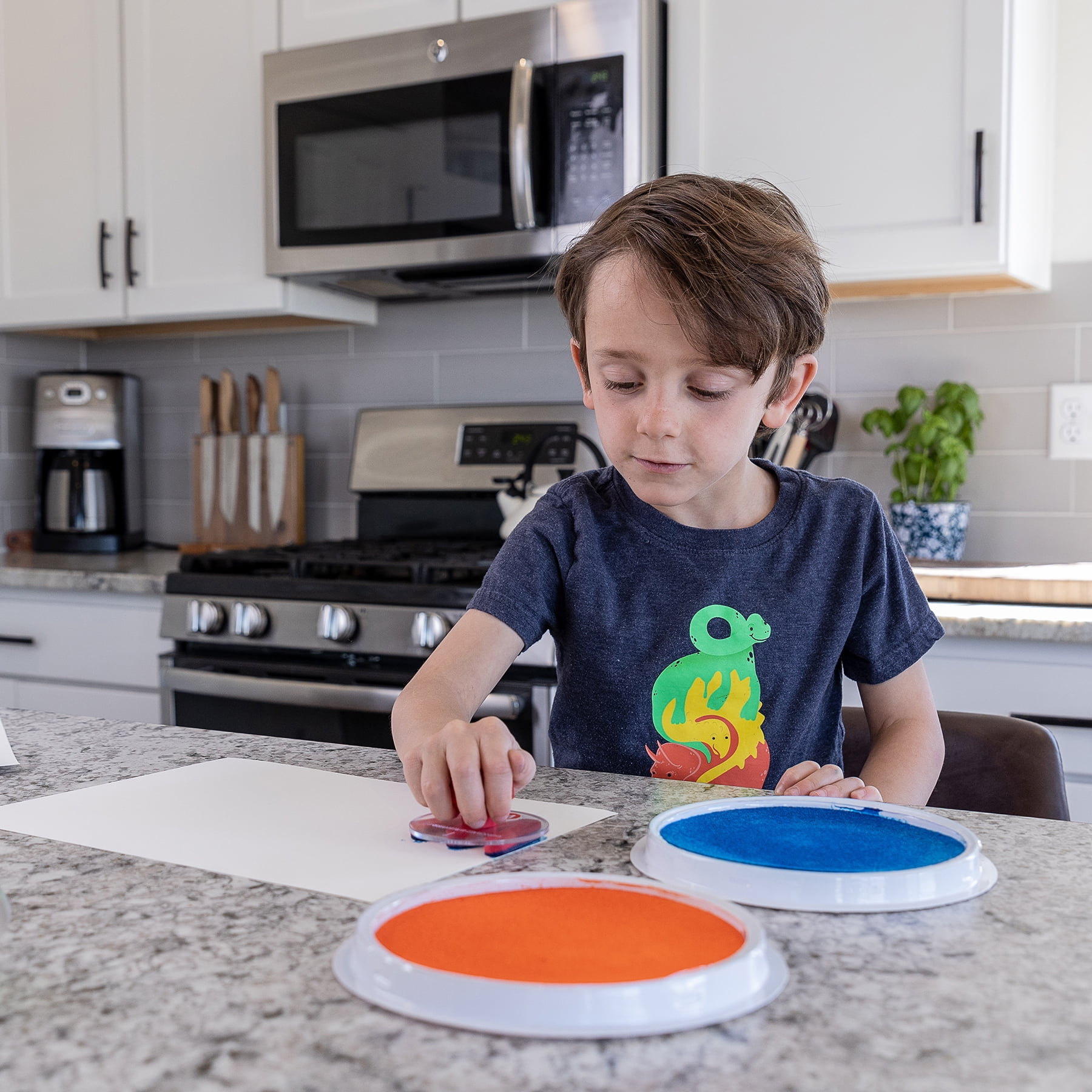 READY 2 LEARN Jumbo Circular Washable Stamp Pad - Orange - 5.75" dia. - Pack of 6