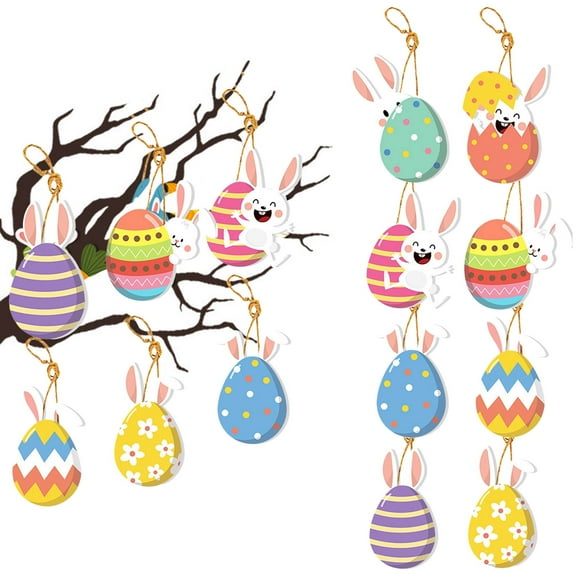 Easter Tree Ornaments 8pc Set - Colorful Hanging Easter Decorations for Trees, Baskets, Crafts, and Party Favors, Perfect for Home, Kitchen, and Office Easter Decor