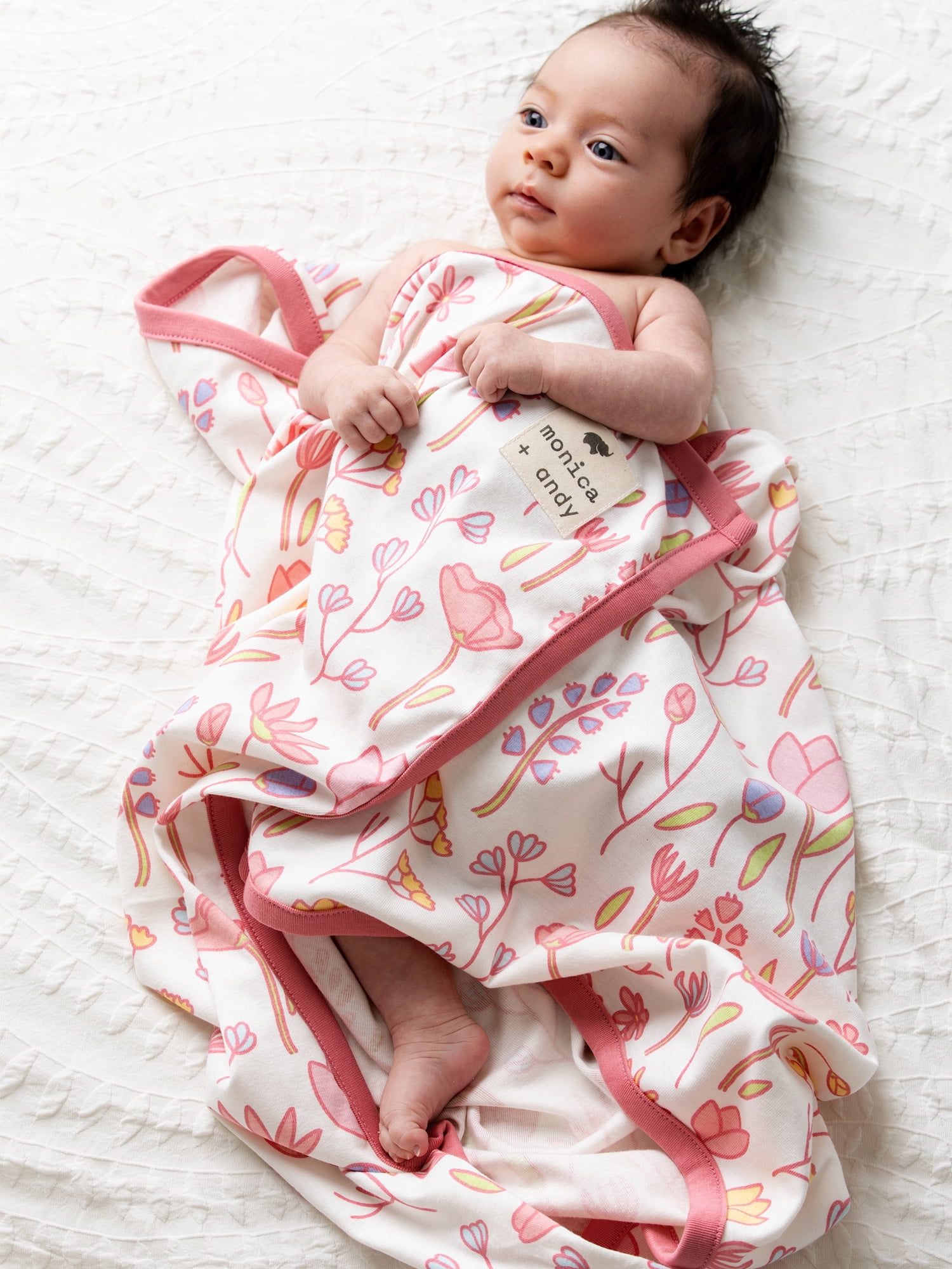 Monica + Andy Organic Cotton Baby Blanket, Soft Newborn Receiving & Coming Home Blanket, 32 x 32 Inch