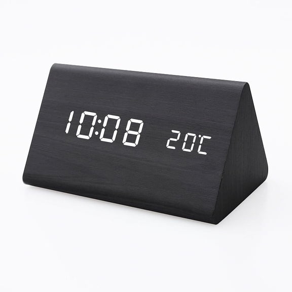 DAYBETTER Wooden Alarm Clock for Bedrooms, Digital Clocks with Date and Temperature, Battery and USB Operated Easy to Set Alarm Clock for Heavy Sleepers