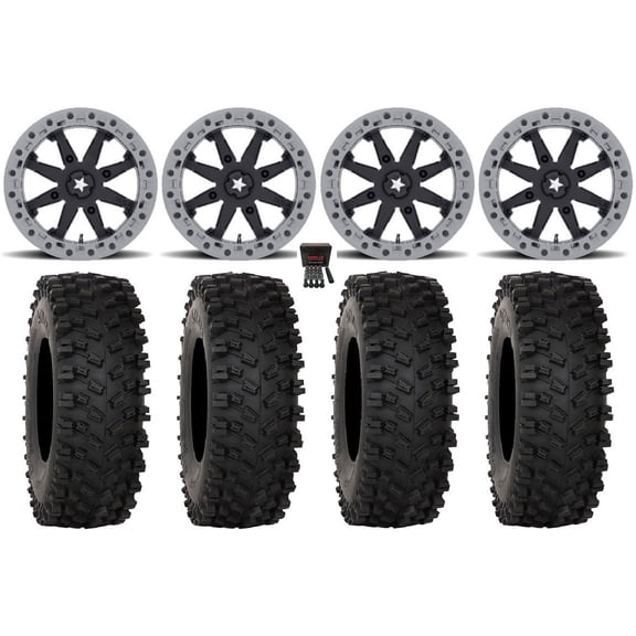 MSA Lok2 Beadlock 14" Wheels Bk 28" ATX470 Tires Sportsman RZR Ranger