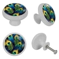 thumbnail image 4 of Peacock Feathers Fluorescent Drawer Pulls with Screws - Round 4-Pack, Glow-in-the-Dark Knobs for Cabinets, Wardrobes, and Dressers - Dresser and Kitchen Hardware, 4 of 6