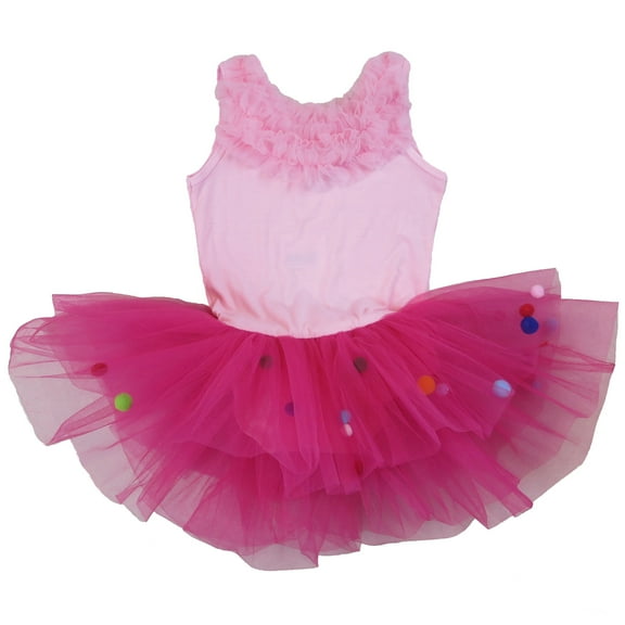 Wenchoice Girl'S Pink & Hot Pink Pom-Pom Ballet Dress S(1T-2T)