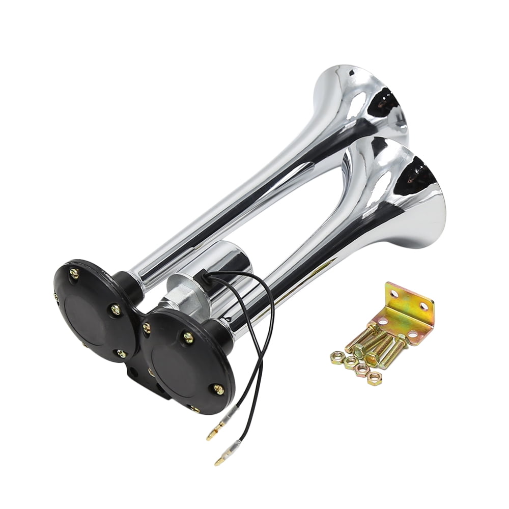 Dual Trumpet Electric Horn Loud Chrome Air Horn Speaker Kit 150dB 12V
