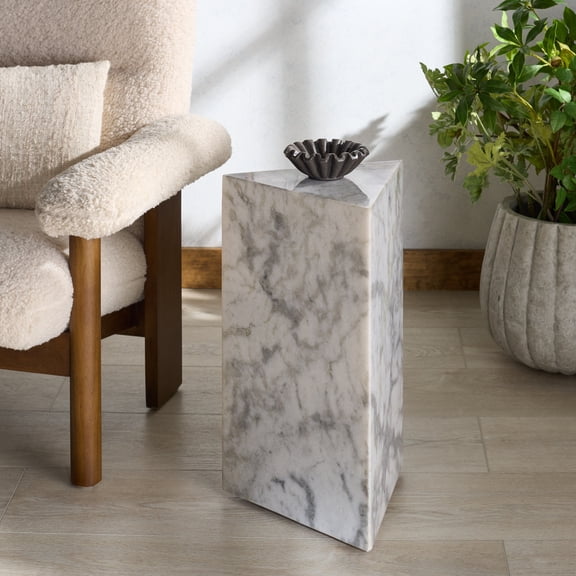 Safavieh Couture Leahbryanna Modern Marble Triangle End Table, White