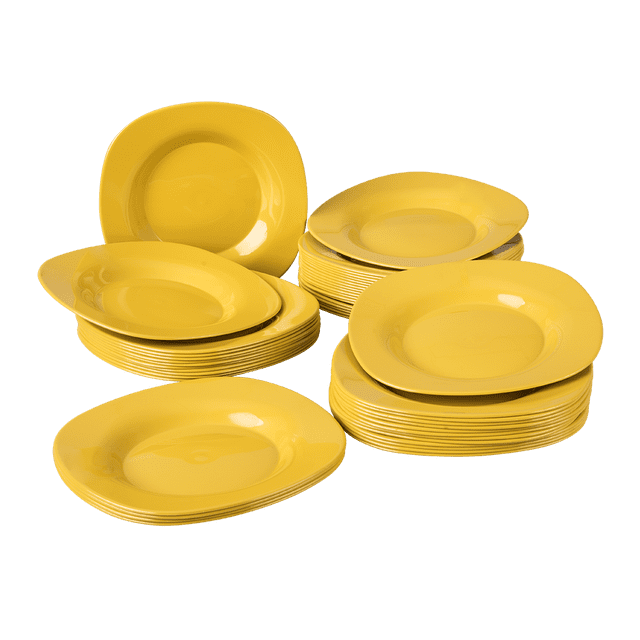 Plato Trince Cuadrado de Plástico de 23 Cm. Santa Anita 48 Piezas Color Yellow Seed