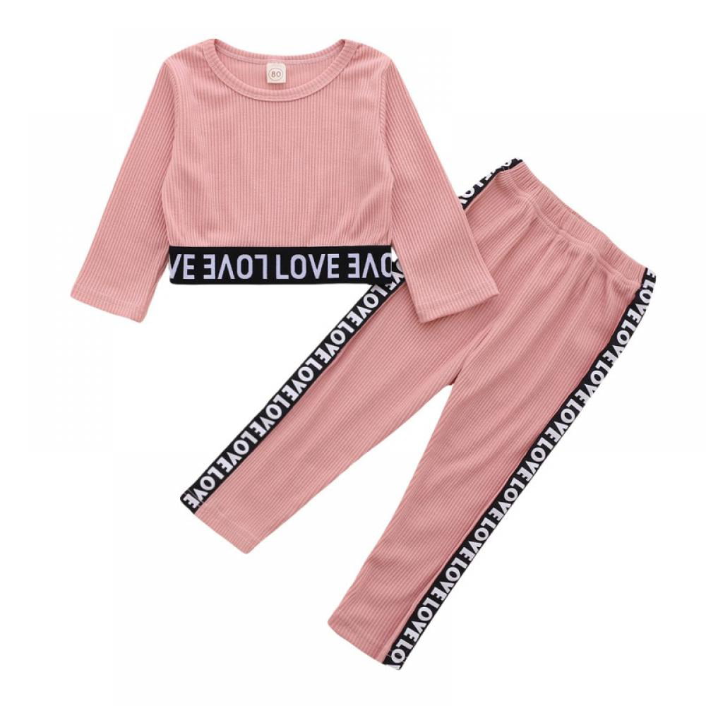 Miyanuby Pyjama Sets for Baby Boys Girls Solid Long Sleeve Romper Bodysuit Tops Elastic Waist Pants Trouser Top Sets Clothing 