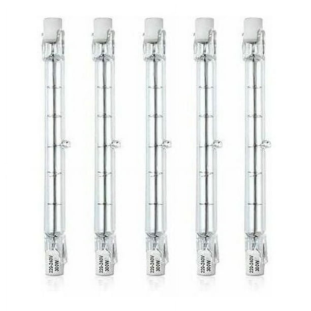 Bombilla halógena tipo lápiz regulable R7S de 118 mm y 300 W, CA 220-240 V, 5900 lm, J118, foco halógeno lineal para iluminación de paisajes, seguridad y farolas (paquete de 5, blanco cálido 2800 K)