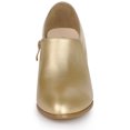 thumbnail image 2 of Botines Oxford con tacón grueso y punta en punta para mujer Oro 39, 2 of 6