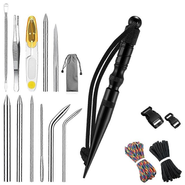 12Pcs Paracord-FID Knotter Tools Set Stainless Steel Marlinspike Set Stitching Lacing Needles and Sm
