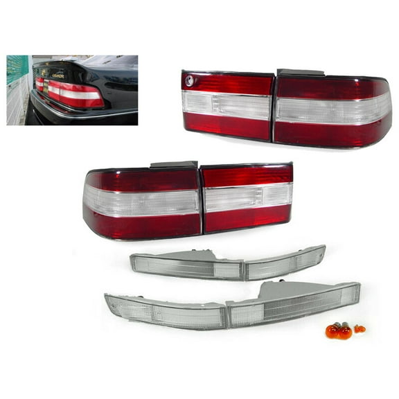DEPO JDM Style Red Clear Tail   Bumper Signal Lights For 1990-1994 Lexus LS400