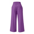 thumbnail image 5 of Linen Pants Women Linen High Waist Summer Beach Travel Vacation Wide Leg Sweatpants Women Purple M, 5 of 8