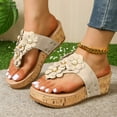 thumbnail image 3 of Flower Platform Flip Flop Sandals for Women Boho Beach Chunky Wedge High Heel Slides Slip on Dress Thong, 3 of 7