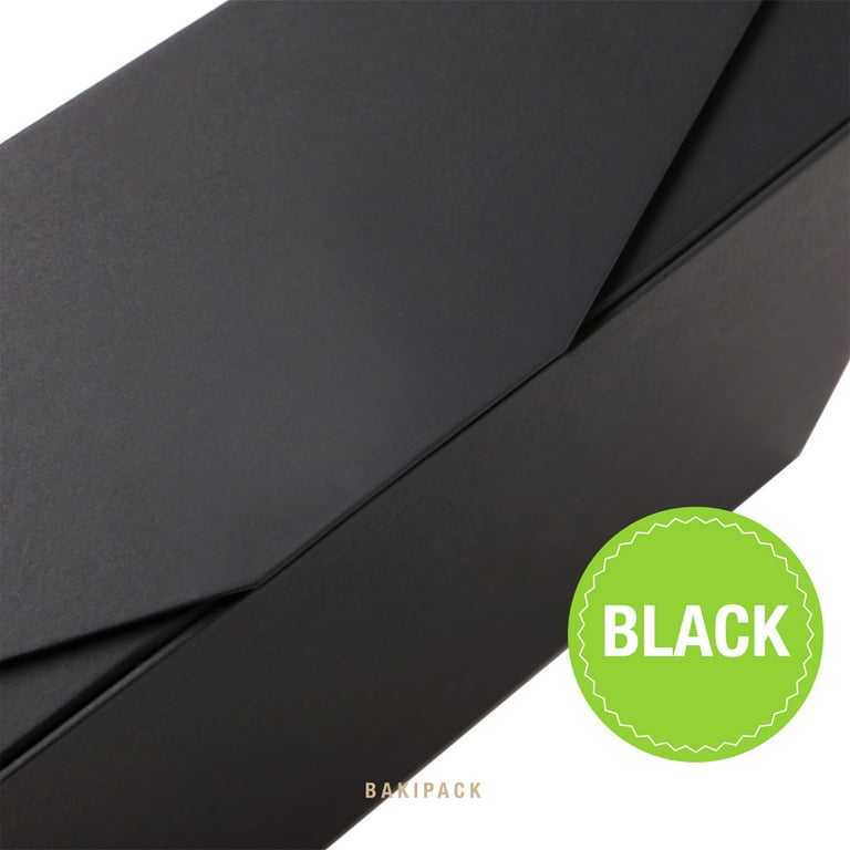 BAKIPACK Black Gift Box with Lid , Reusable Collapsible Gift Box, 9x6.5x3.8 inches(No Magnetic, No stickers, Matte)
