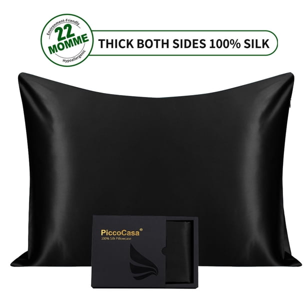 Silk Pillowcase Both Sides 22 Momme Silk Care For Hair Skin Black