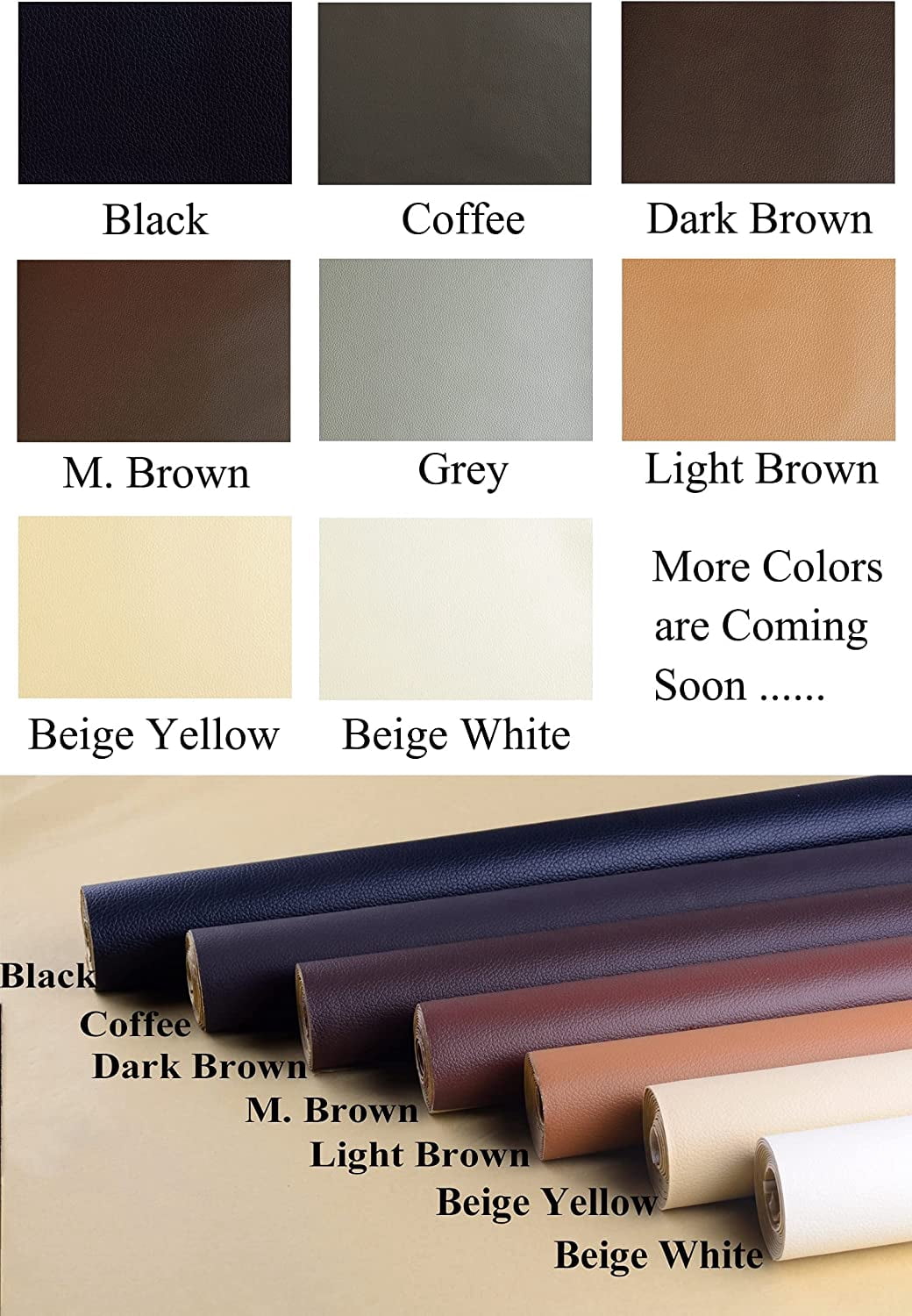 Lingsheng Leather & Vinyl Repair Patch Kit - 17x55 inch Large Self-Adhesive Fabric Fix for Couches, Sofas, Car Seats, Furniture Fix, Cuttable, Brown C