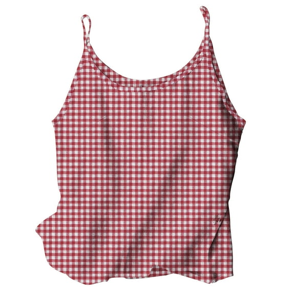 Ltctricy Camisole Tops for Women Cotton Linen Scoop Neck Spaghetti Strap Plaid Tank Tops Casual Loose Summer Blouses
