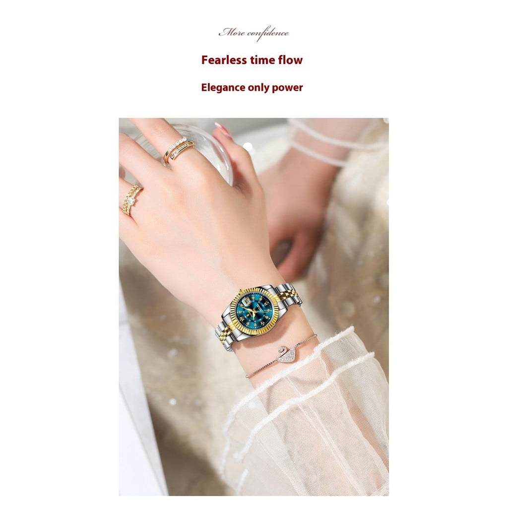 EXPLOJOY Elegant Women's Wristwatch – Date Function, Waterproof Case, Sleek Steel Strap