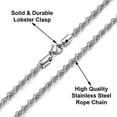 thumbnail image 2 of Savlano 2mm-5mm Stainless Steel Rope Twist Necklace Chain for Men & Women Comes in 16-30 inches Gift Box, 2 of 7