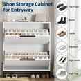 thumbnail image 4 of Shoe Storage Cabinet with 2 Flip Drawers, Freestanding Narrow Shoe Organizer with Adjustable Shelf & Metal Legs for Entryway, Hallway, Living Room, White, 4 of 9