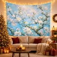 thumbnail image 3 of Almond Blossoms on Sunlit Layered Blue Sky, Serene Illustration for Art Lovers, Botanical Wall Art, Housewarming Gift, Tapestry Wall Hanging for Studio and Living Room, 3 of 7