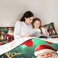 thumbnail image 5 of Feelyou Kawaii Santa Claus Full Size Comforter Sets, Winter Christmas Deer Bedding Comforter Set, Xmas Poinsettia Floral Reversible Bedding Sets, Microfiber Bedroom Decor, 3pcs, 5 of 8