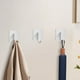 thumbnail image 5 of Gancho de ropa de acero inoxidable, cocina, baño, toallero, colgado en la pared, sin perforación, blanco (enviado en paquete de 2, adhesivo 3M), 5 of 6