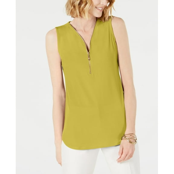 JM Collection Women's Sleeveless Zip Top Green Size X-Small